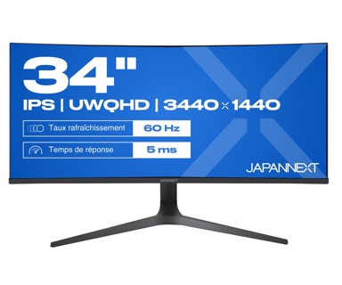 JAPANNEXT Monitor JN-IPS340UWQHD60C-C65W-HS-W / 34", 3440 x 1440, IPS, UltraWide Quad HD, USB-C Docking, crna